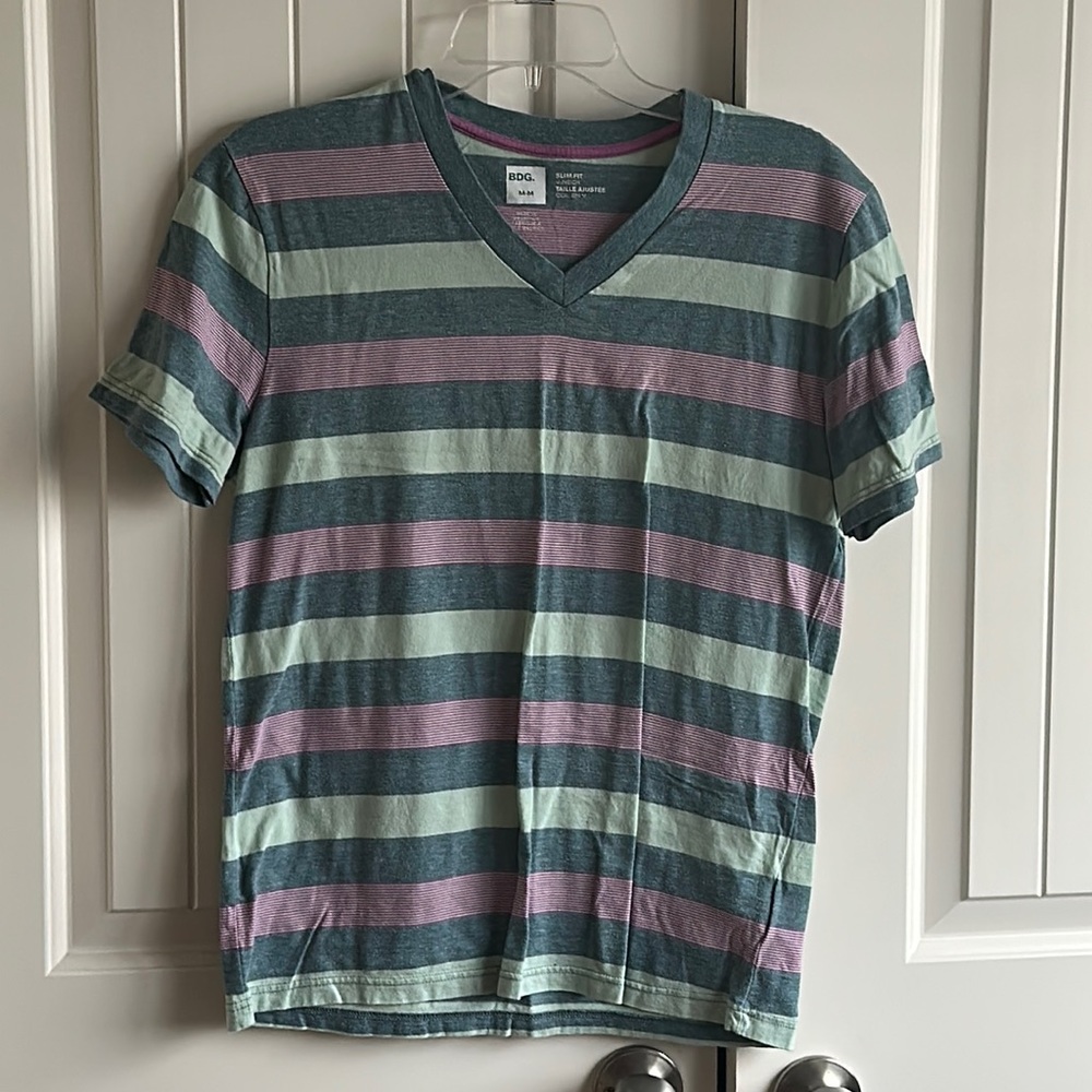 BDG Men’s Slim Fit Striped V-Neck